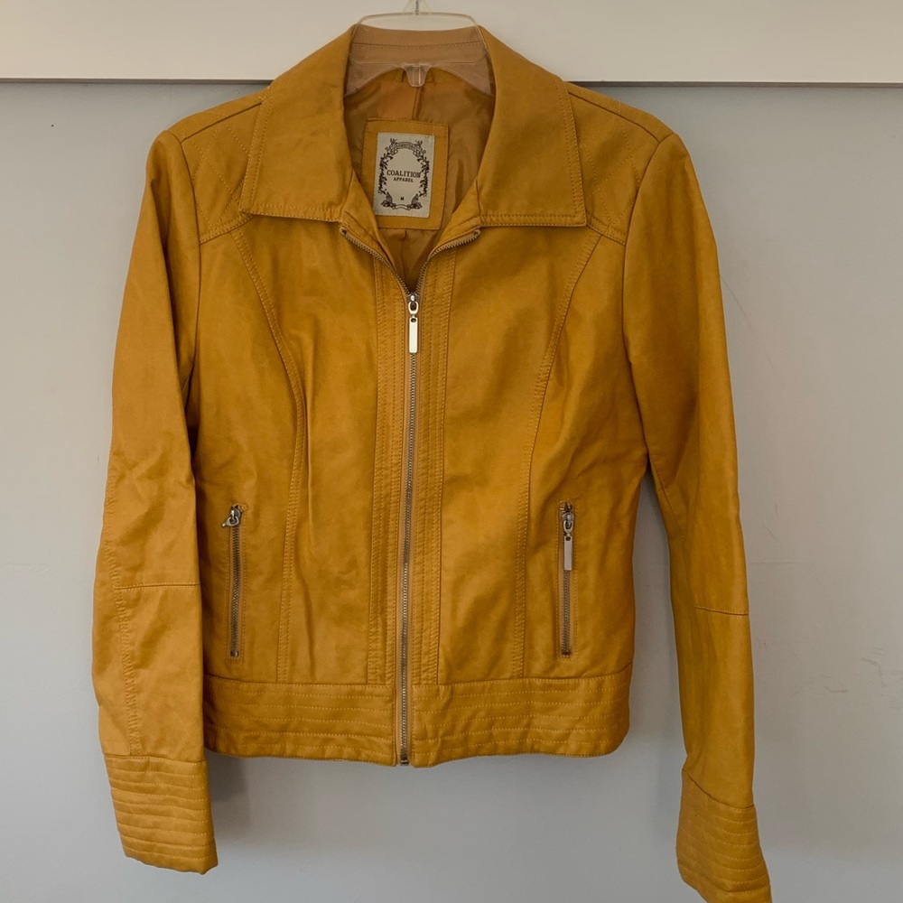 Coalition yellow, faux leather, Moto jacket